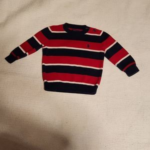 Polo Ralph Lauren red/navy/white striped cotton baby sweater.